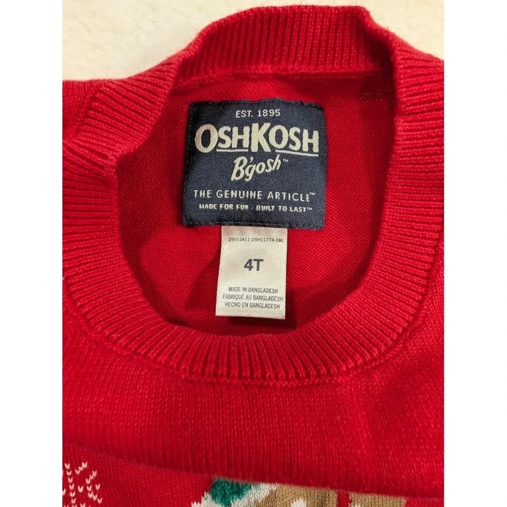 OshKosh B'gosh Kids Red Gingerbread Oh Snap Holiday Christmas Sweater 4T